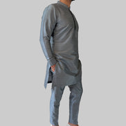 Blue Embroidered Kurta & Waistcoat Set