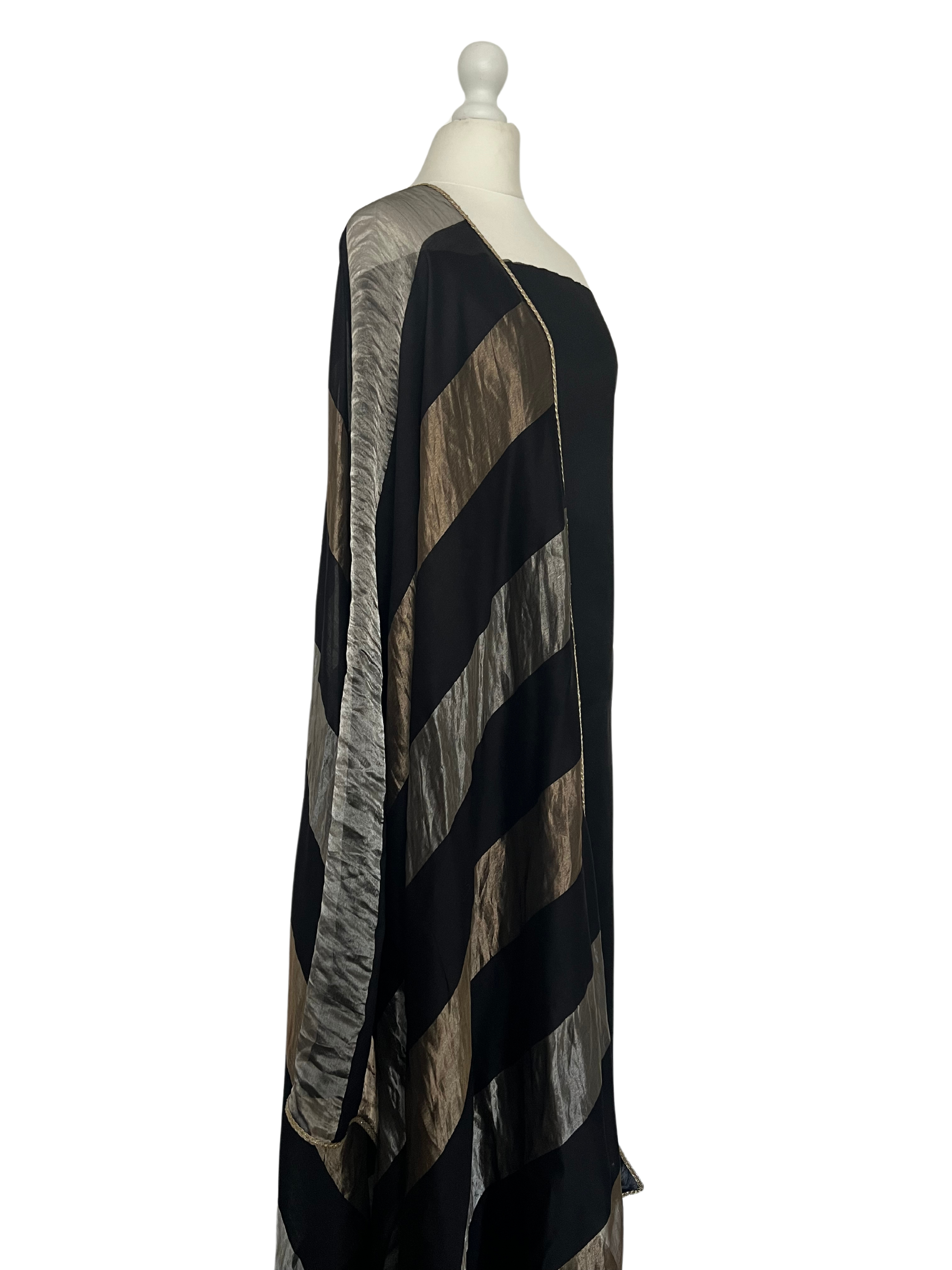 An unstitched set comprising of a chanderi tissue dupatta and a kameez made of semi raw silk, by Shenena Sethi