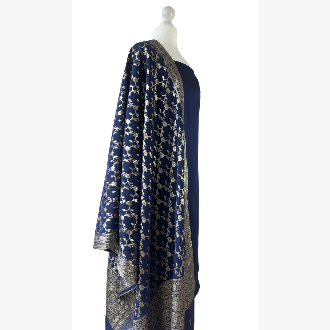 Brocade dupatta unstitched kameez set