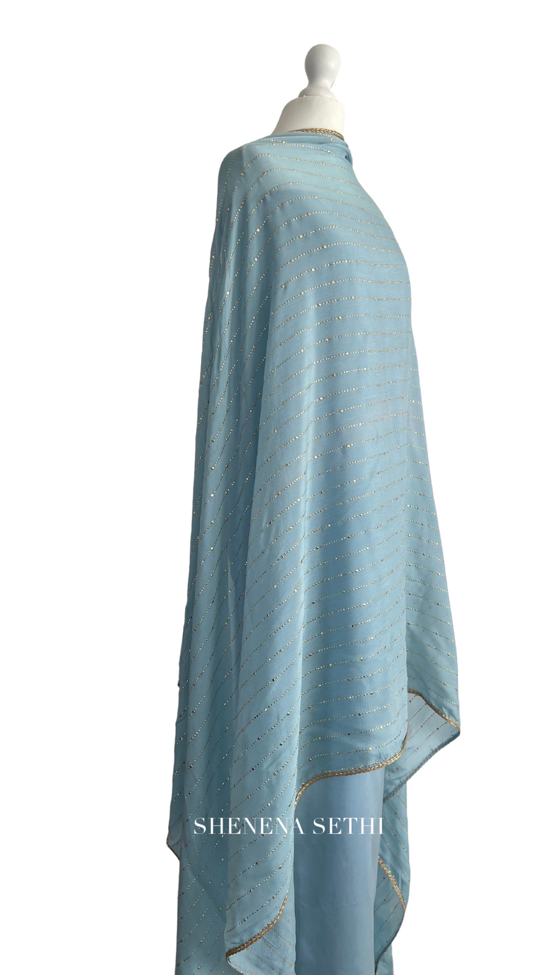 Mukaish dupatta unstitched kameez set