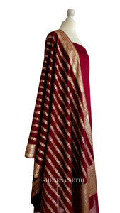 Brocade dupatta unstitched kameez set