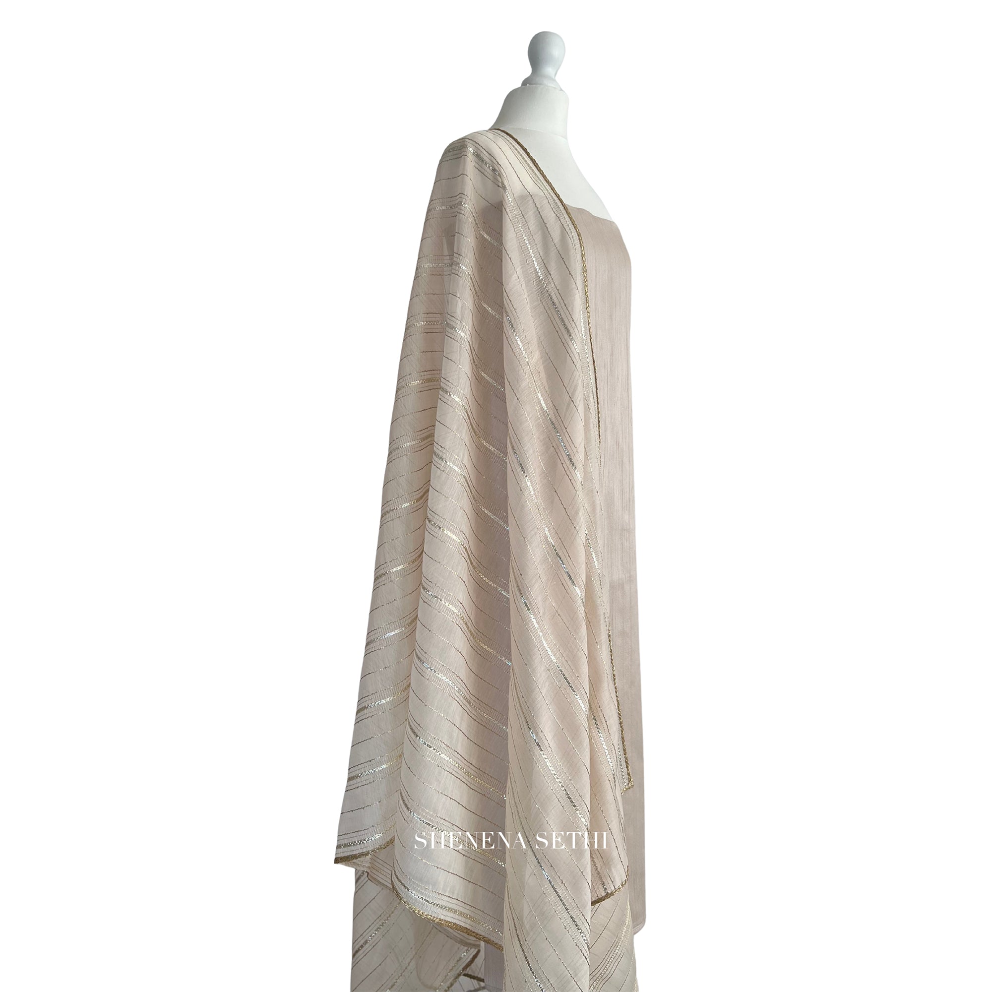 Mukaish dupatta unstitched kameez set
