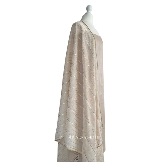 Mukaish dupatta unstitched kameez set