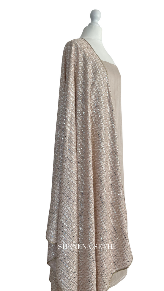 Mirror dupatta unstitched kameez set
