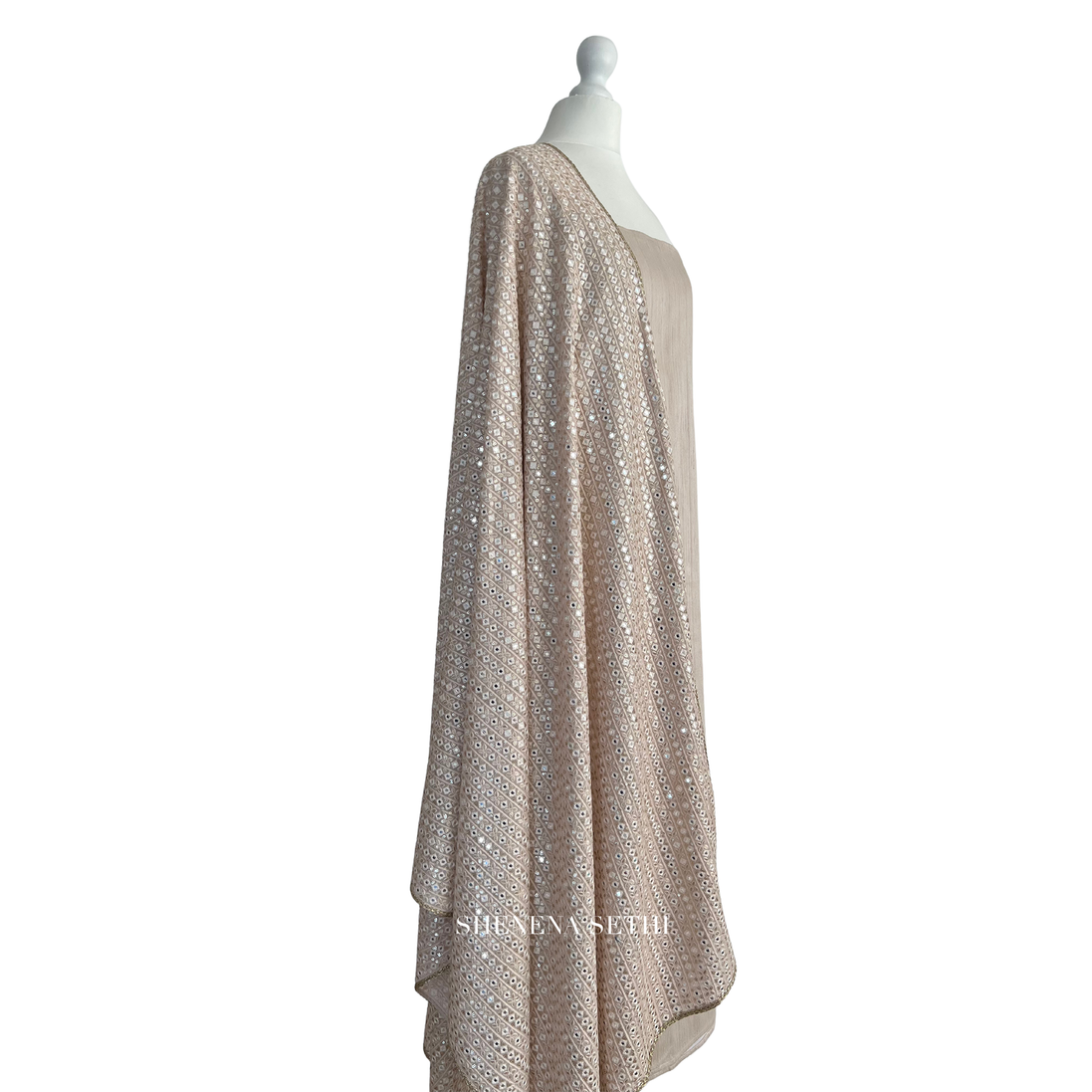 Mirror dupatta unstitched kameez set