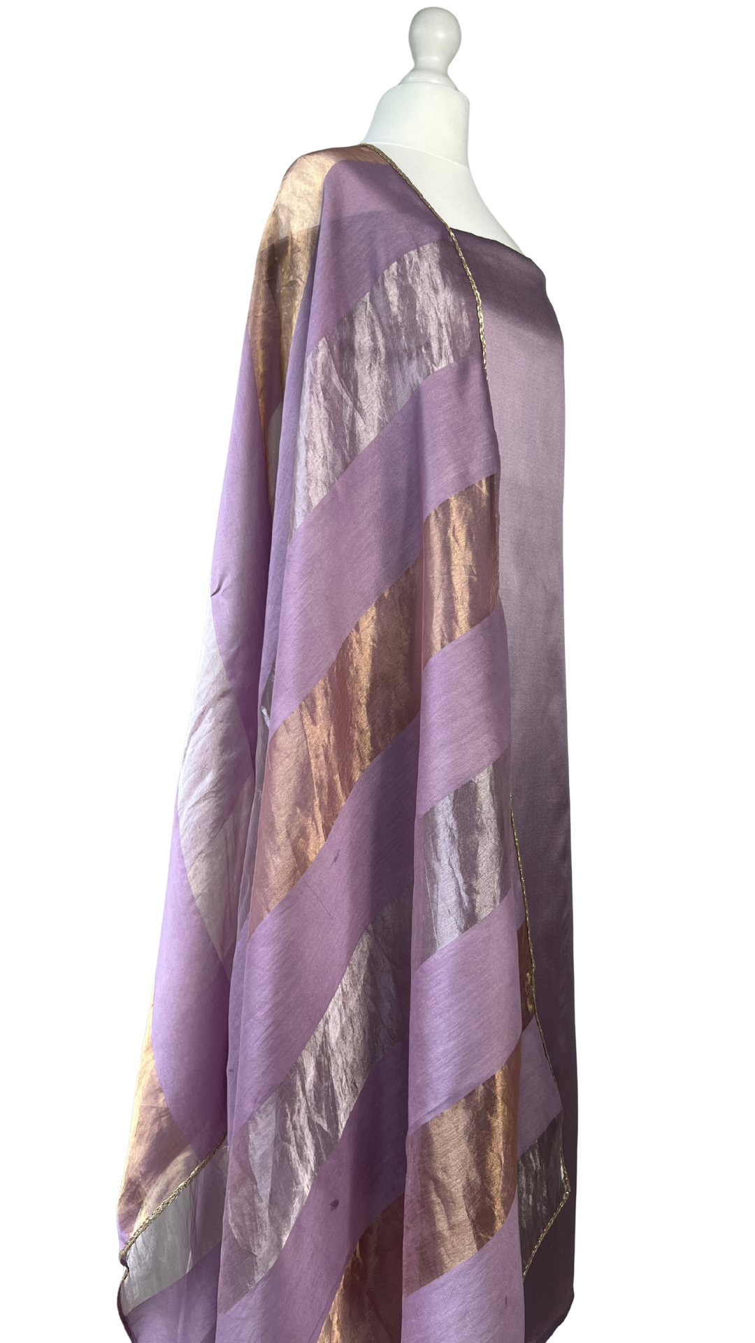 Unstitched fabric for kameez set. Loose silk kameez fabric, loose lycra pajami and readymade dupatta. Keep unstitched or made-to-measure by Shenena Sethi 