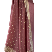 Unstitched fabric for kameez set. Loose silk kameez fabric, loose lycra pajami and readymade brocade dupatta. Keep unstitched or made-to-measure by Shenena Sethi 