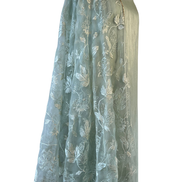 Unstitched fabric for kameez set. Loose semi raw silk kameez fabric, loose lycra pajami and readymade thread on organza dupatta. Keep unstitched or made-to-measure by Shenena Sethi 