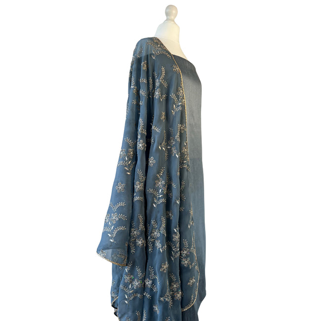 Embroidered georgette dupatta unstitched kameez set