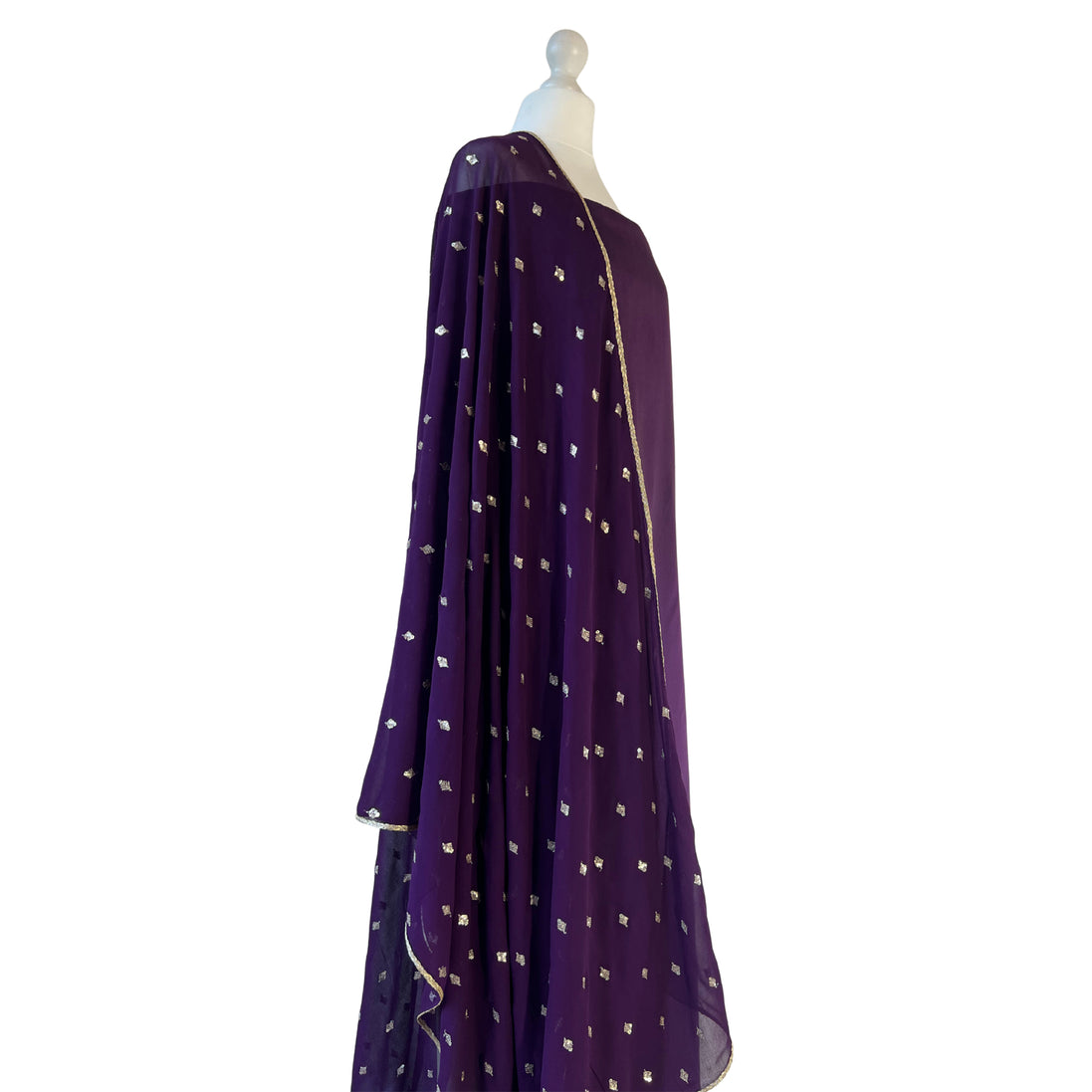Sequin dupatta unstitched kameez set