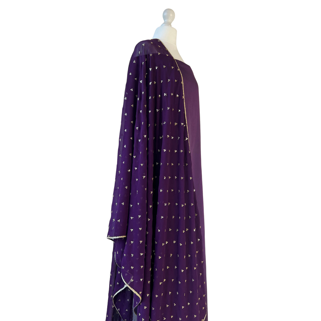 Sequin dupatta unstitched kameez set