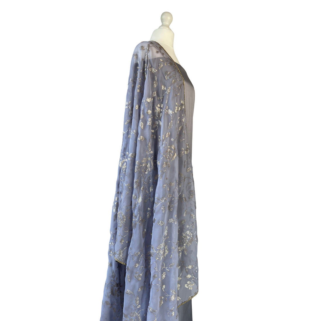 Sequin organza dupatta unstitched kameez set