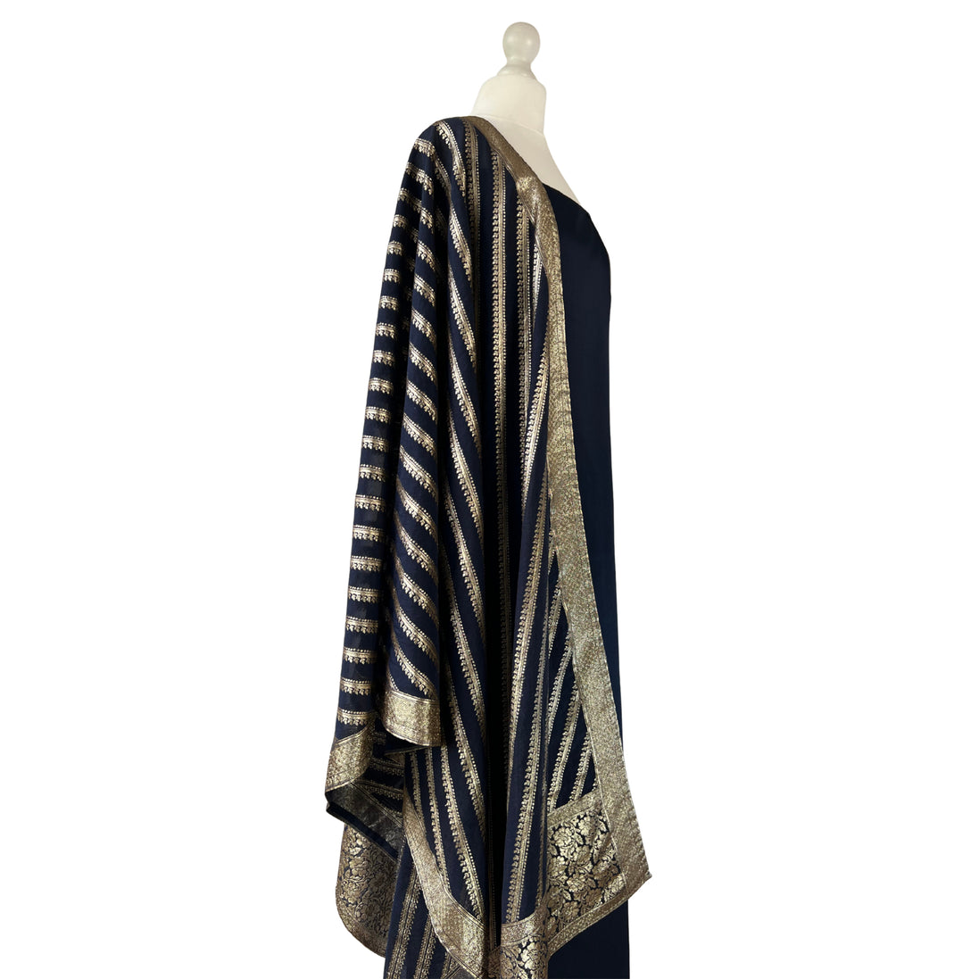 Brocade dupatta unstitched kameez set