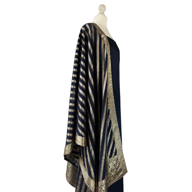 Brocade dupatta unstitched kameez set