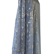 Unstitched fabric for kameez set. Loose silk kameez fabric, loose lycra pajami and readymade oragnza witth sequins dupatta. Keep unstitched or made-to-measure by Shenena Sethi 