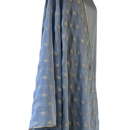 Unstitched fabric for kameez set. Loose silk kameez fabric, loose lycra pajami and readymade sequin and zari dupatta. Keep unstitched or made-to-measure by Shenena Sethi 