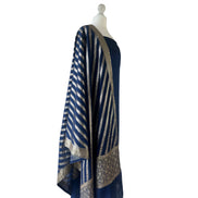 Brocade dupatta unstitched kameez set