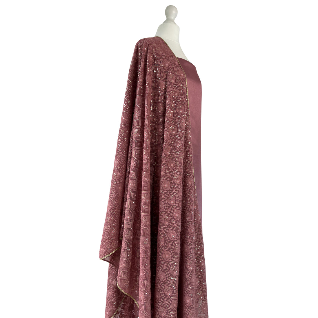 Chikan kari dupatta unstitched kameez set