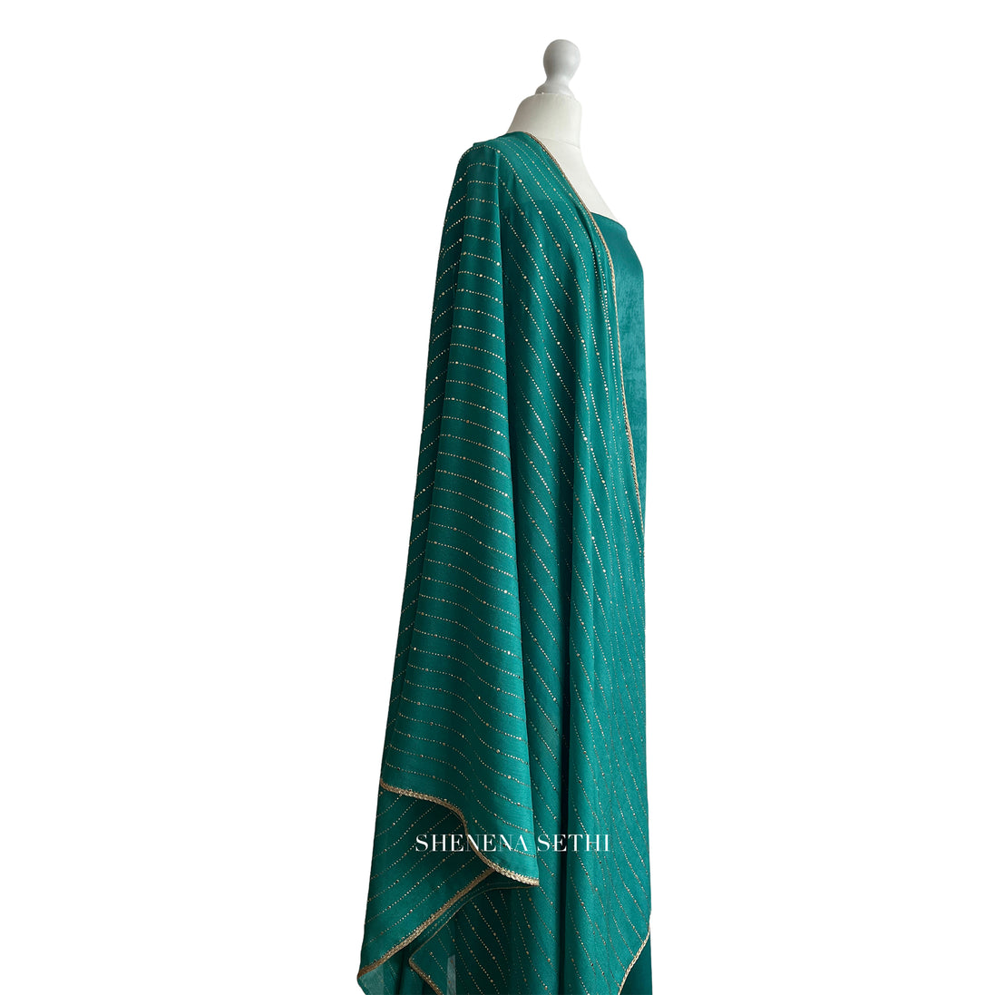 Mukaish dupatta unstitched kameez set