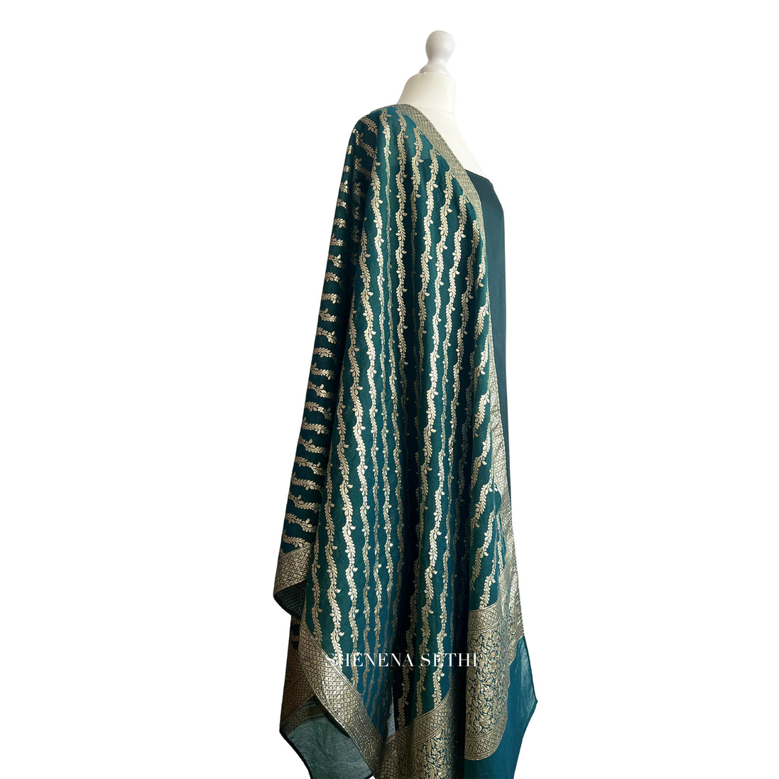 Brocade dupatta unstitched kameez set