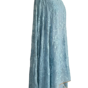 Unstitched fabric for kameez set. Loose silk kameez fabric, loose lycra pajami and thread and sequin on georgette readymade dupatta. Keep unstitched or made-to-measure by Shenena Sethi 