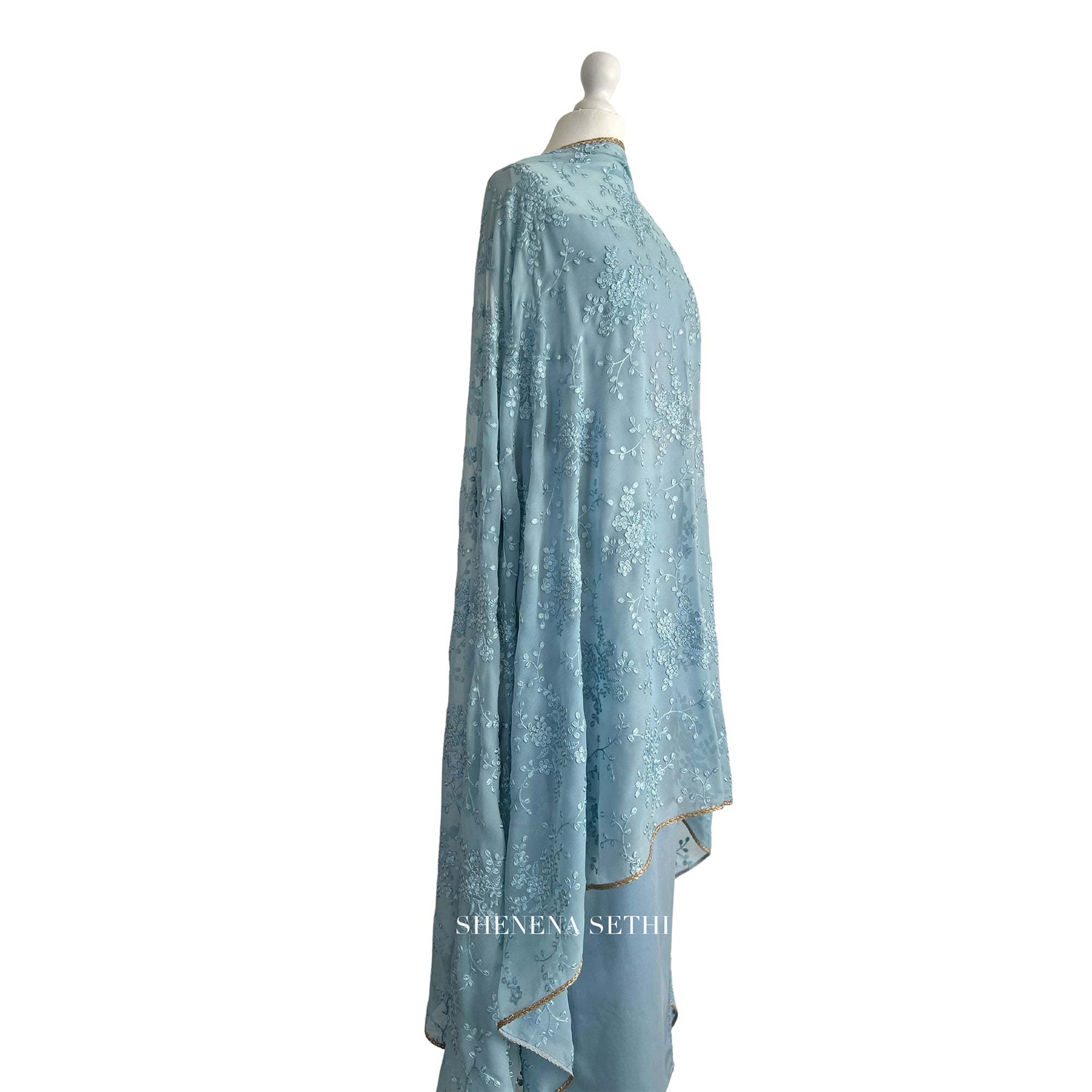 Thread and sequin georgette dupatta unstitched kameez set
