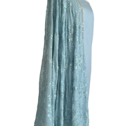 Unstitched fabric for kameez set. Loose silk kameez fabric, loose lycra pajami and thread and sequin on georgette readymade dupatta. Keep unstitched or made-to-measure by Shenena Sethi 