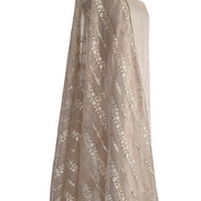 Unstitched fabric for kameez set. Loose semi raw silk kameez fabric, loose lycra pajami and readymade thread and sequin organza dupatta. Keep unstitched or made-to-measure by Shenena Sethi 
