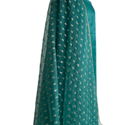 Unstitched fabric for kameez set. Loose kameez fabric, loose lycra pajami and readymade organza with sequin dupatta. Keep unstitched or made-to-measure by Shenena Sethi 