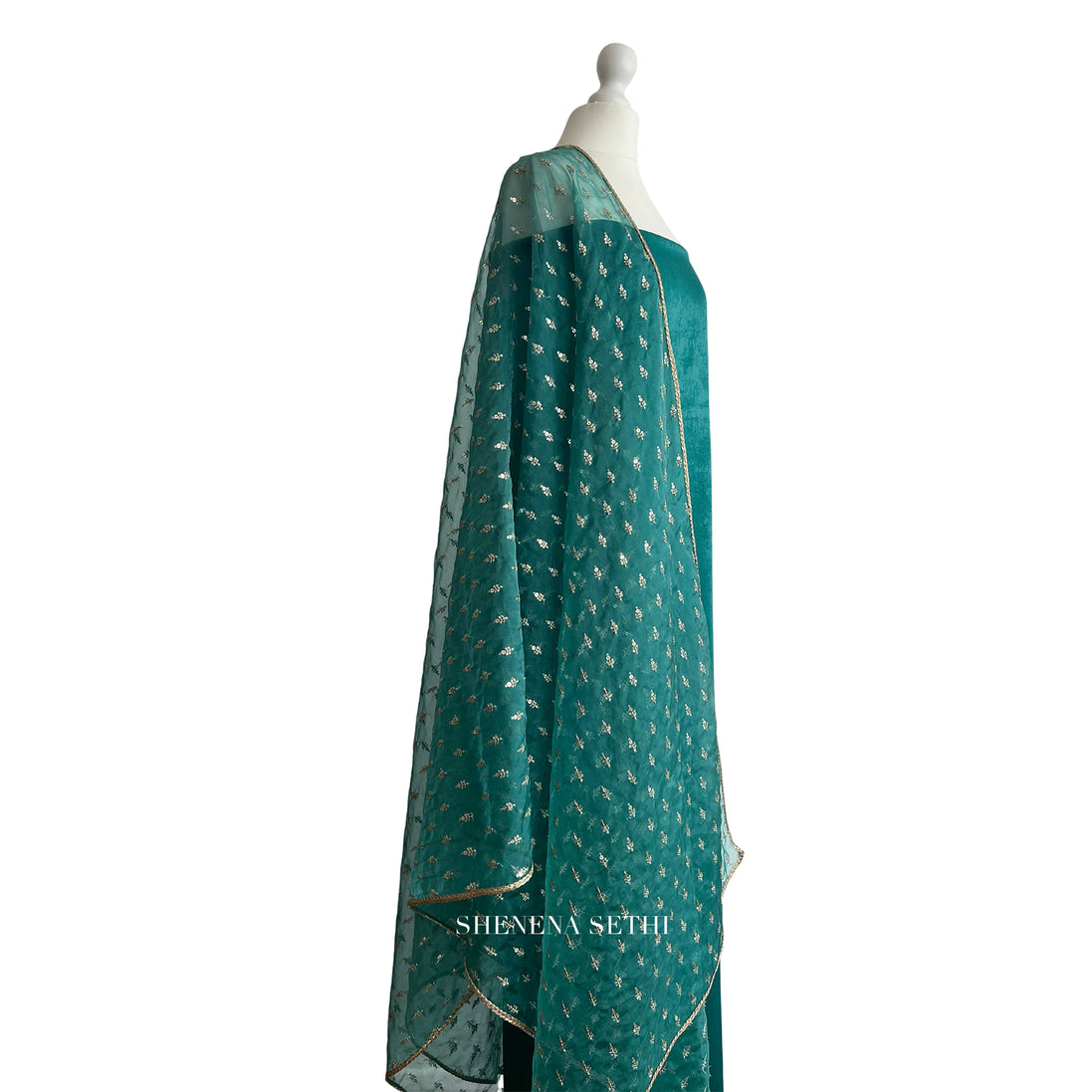 Organza sequin dupatta unstitched kameez set