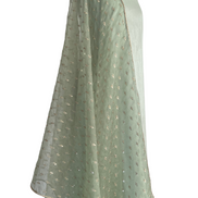 Unstitched fabric for kameez set. Loose semi raw silk kameez fabric, loose lycra pajami and readymade organza with embroidery dupatta. Keep unstitched or made-to-measure by Shenena Sethi 