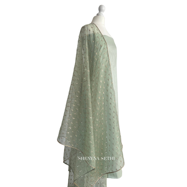 Embroidered dupatta unstitched kameez set