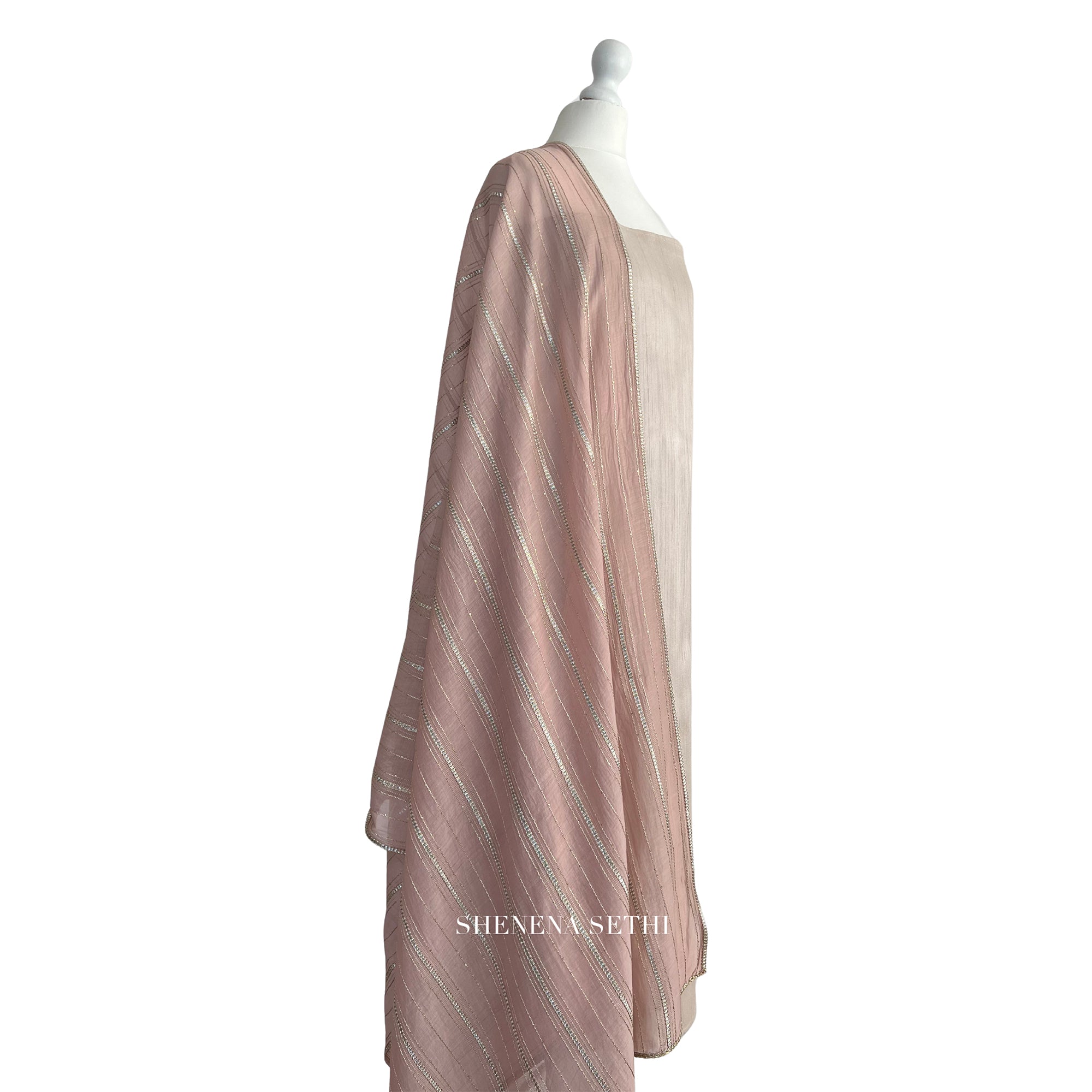 Mukaish dupatta unstitched kameez set