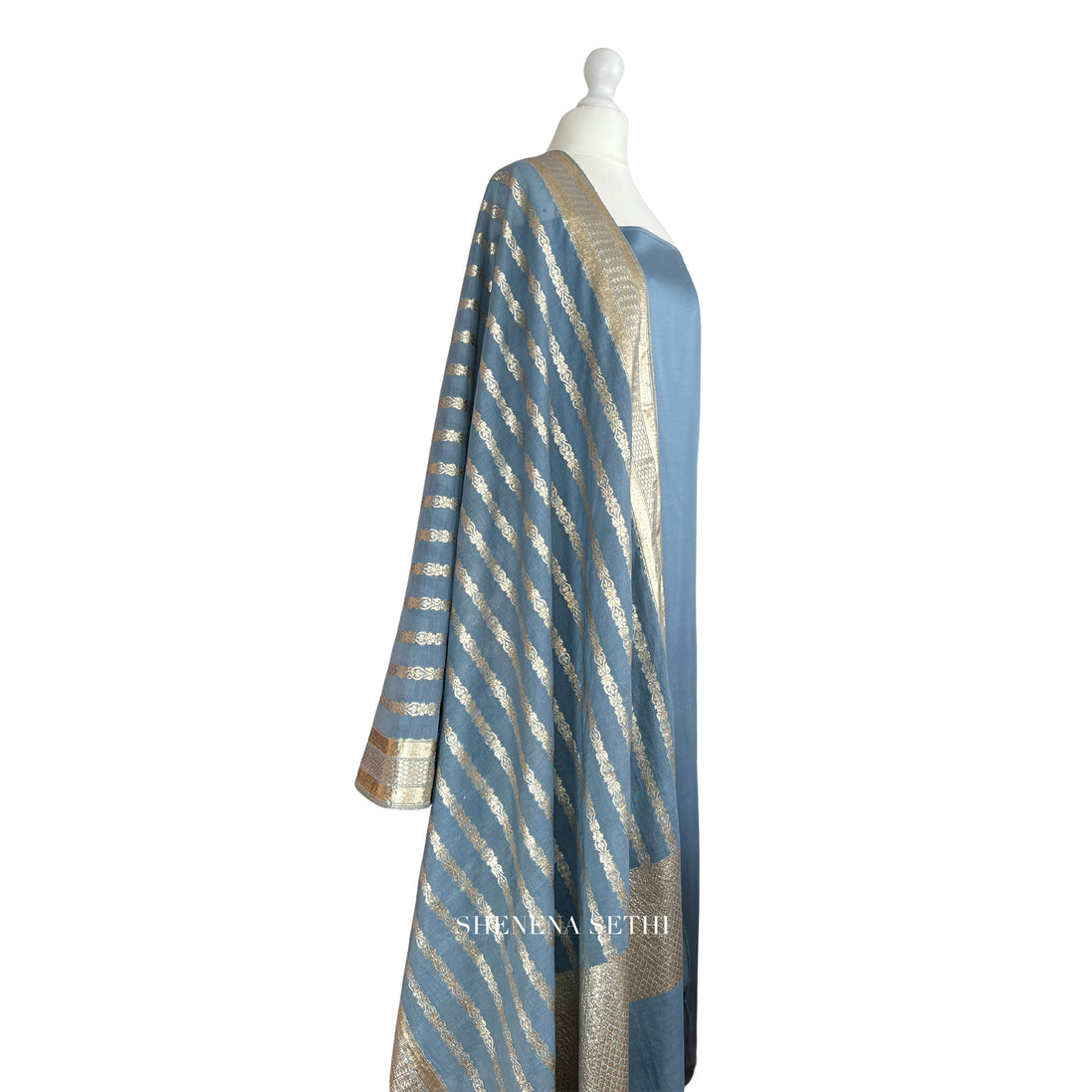 Brocade dupatta unstitched kameez set