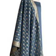 Unstitched fabric for kameez set. Loose silk kameez fabric, loose lycra pajami and readymade brocade dupatta. Keep unstitched or made-to-measure by Shenena Sethi 
