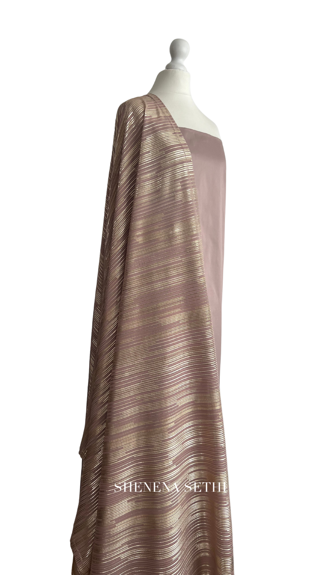 Gold foil dupatta unstitched kameez set