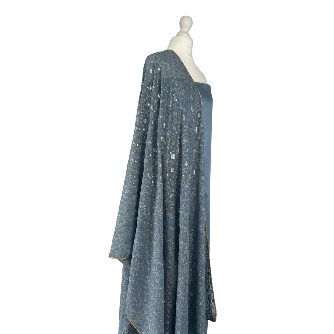 Thread and sequin georgette dupatta unstitched kameez set