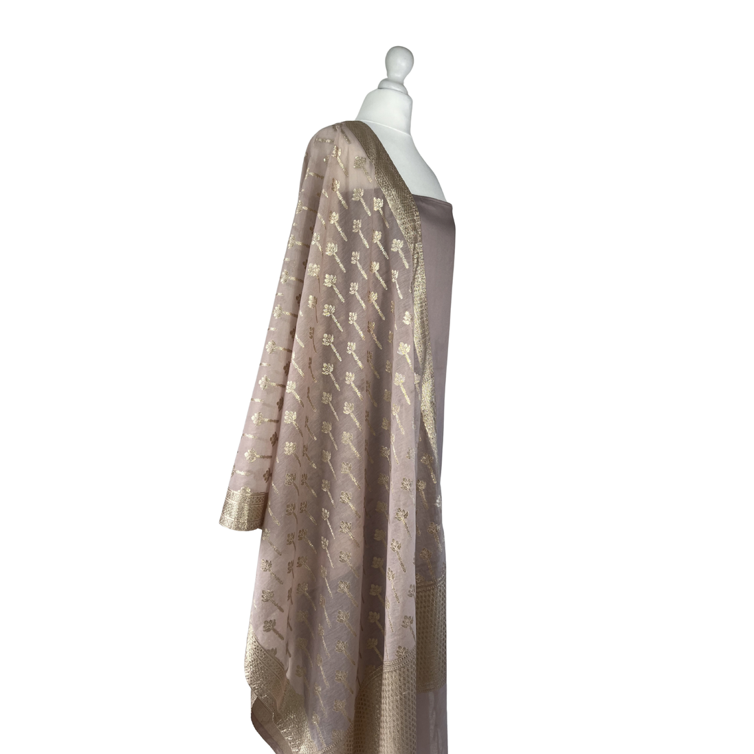 Brocade dupatta unstitched kameez set