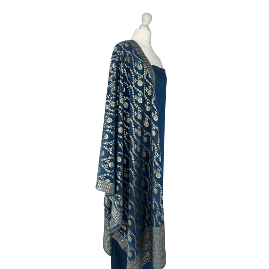 Brocade dupatta unstitched kameez set