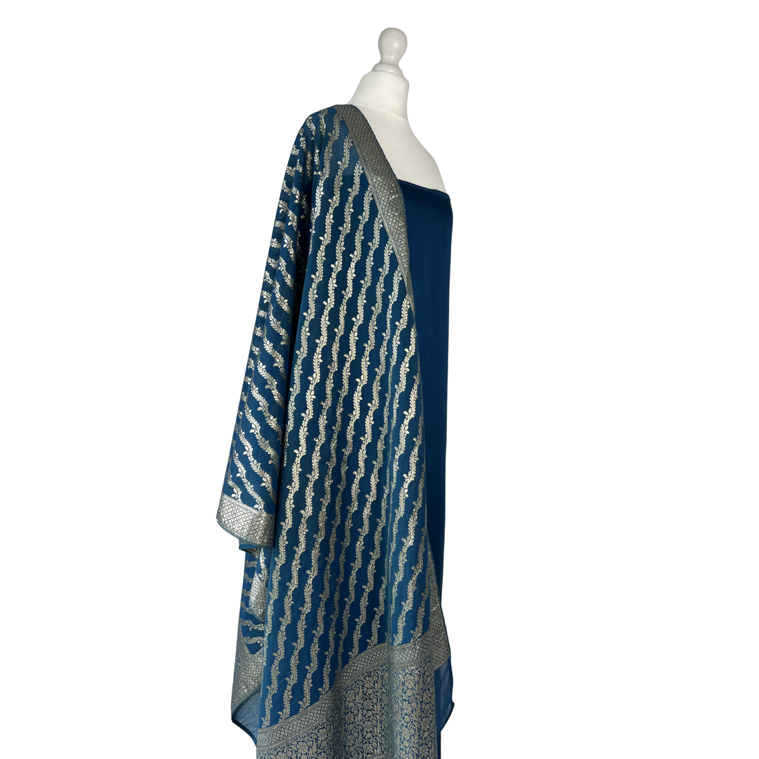 Brocade dupatta unstitched kameez set