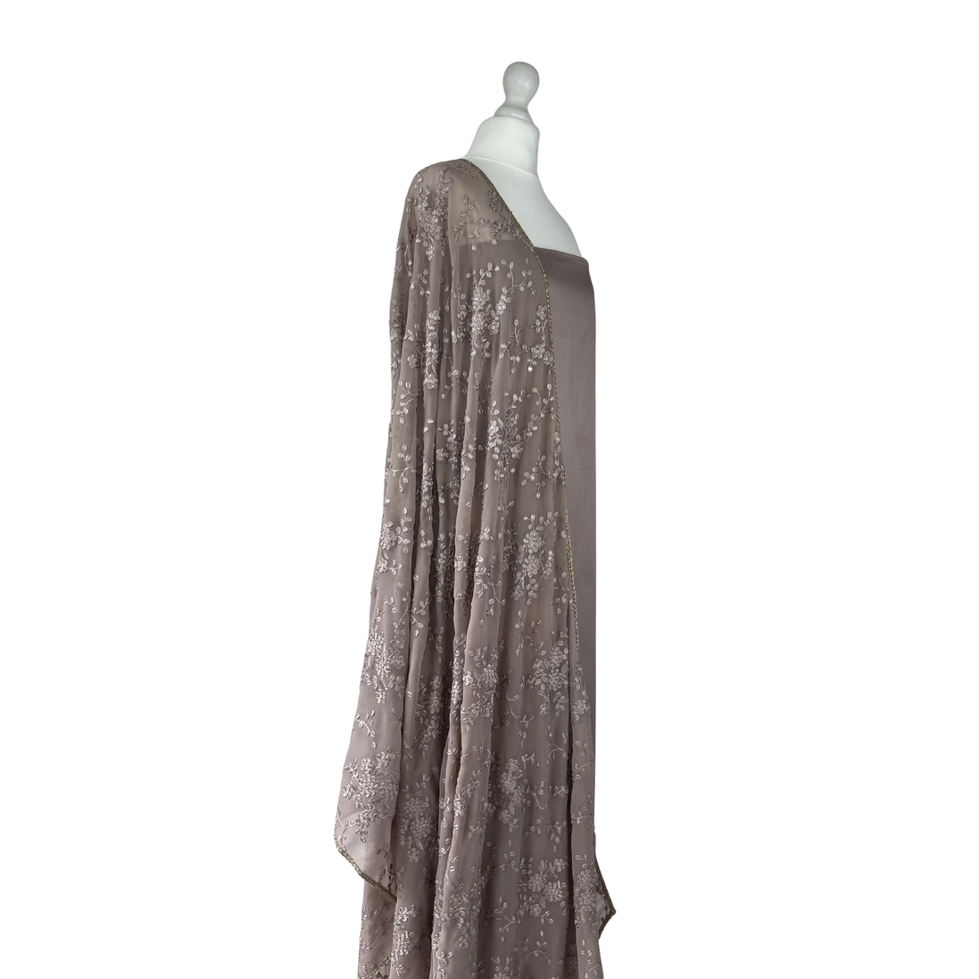Thread and sequin georgette dupatta unstitched kameez set
