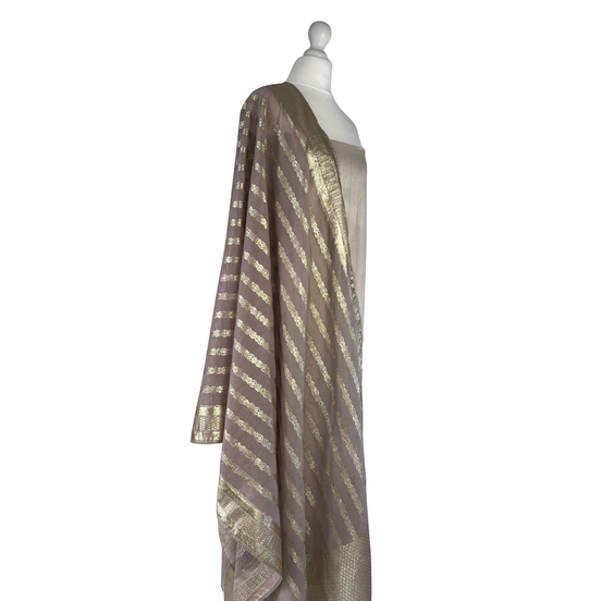 Brocade dupatta unstitched kameez set