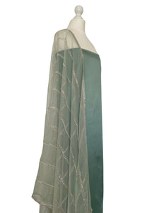 Hand embroidered organza dupatta unstitched set