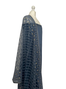 Thread and net dupatta unstitched set