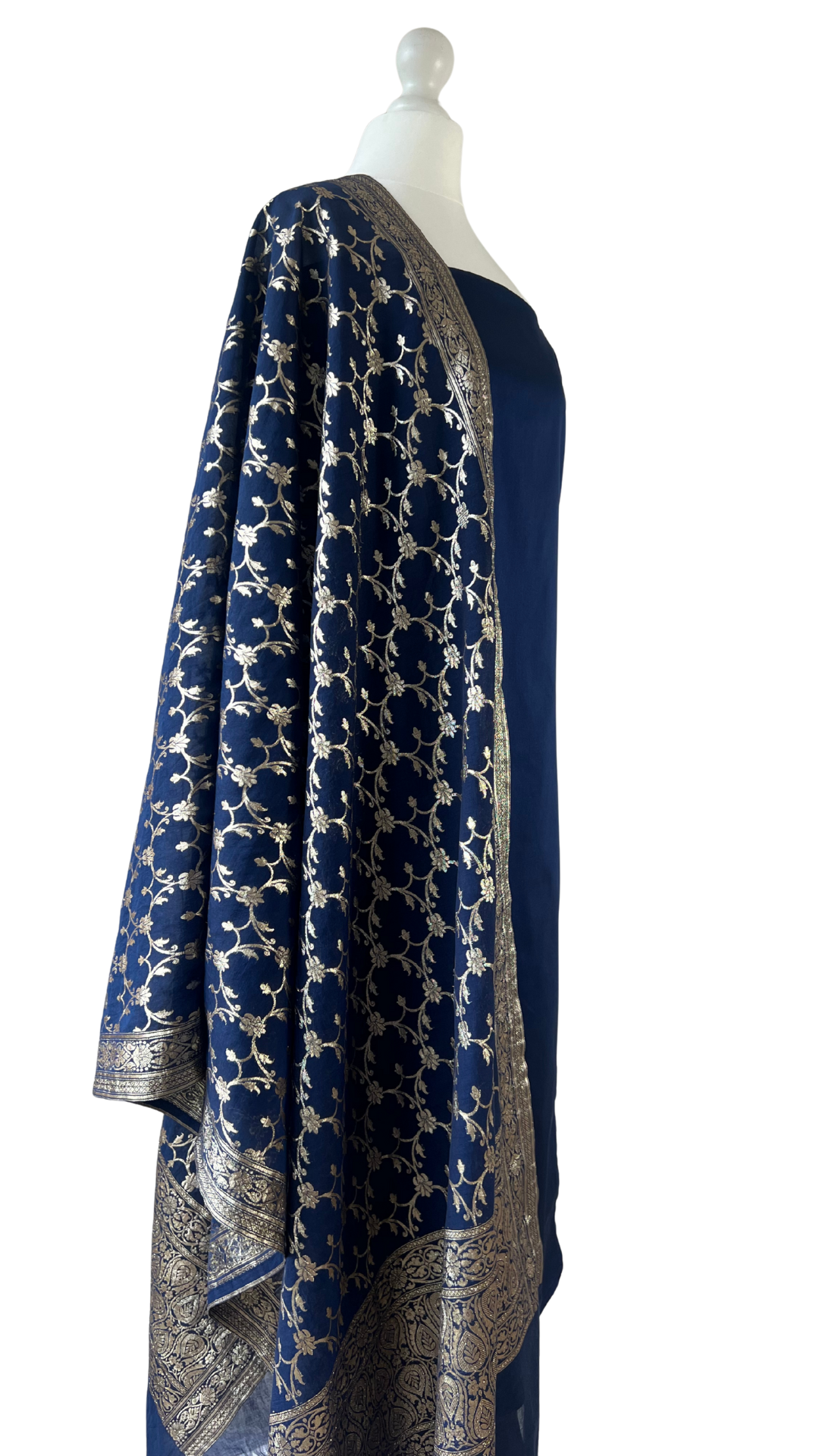 Brocade dupatta unstitched kameez set