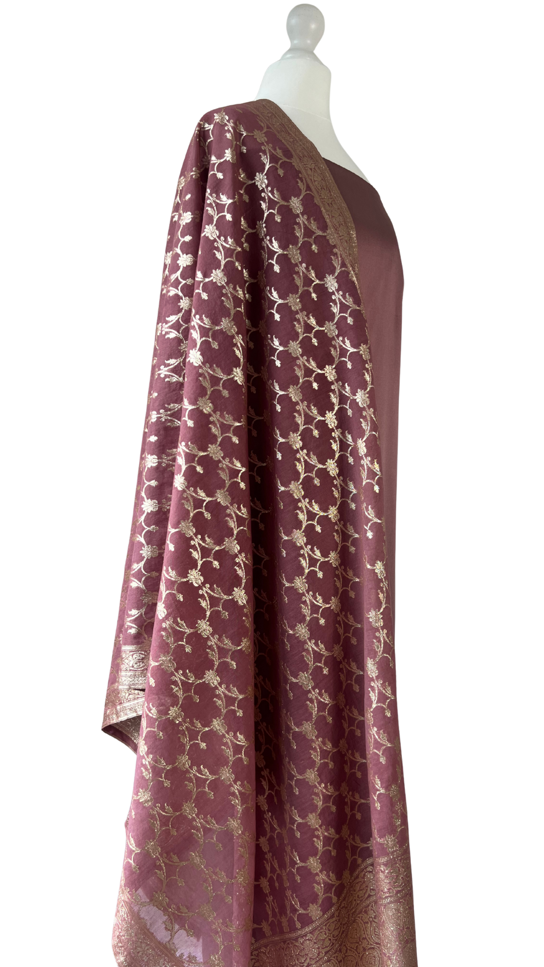 Brocade dupatta unstitched kameez set