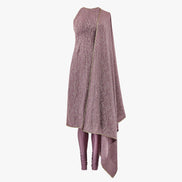 Thread and sequin kameez finished with an elegant gold border for a refined, elevated look. Paired with a matching fabric dupatta featuring a gold border and a comfortable lycra pajami, designed by Shenena Sethi