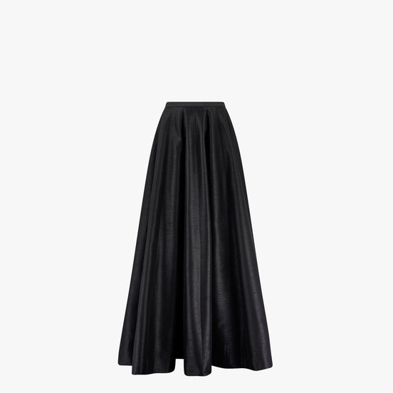 Black semi raw silk skirt 
