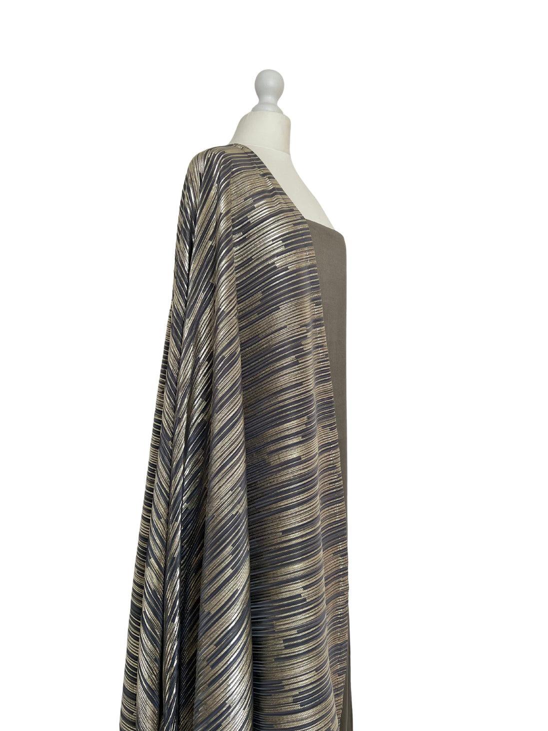 unstitched kameez set in silk paired with a georgette lycra dupatta and lycra pajami