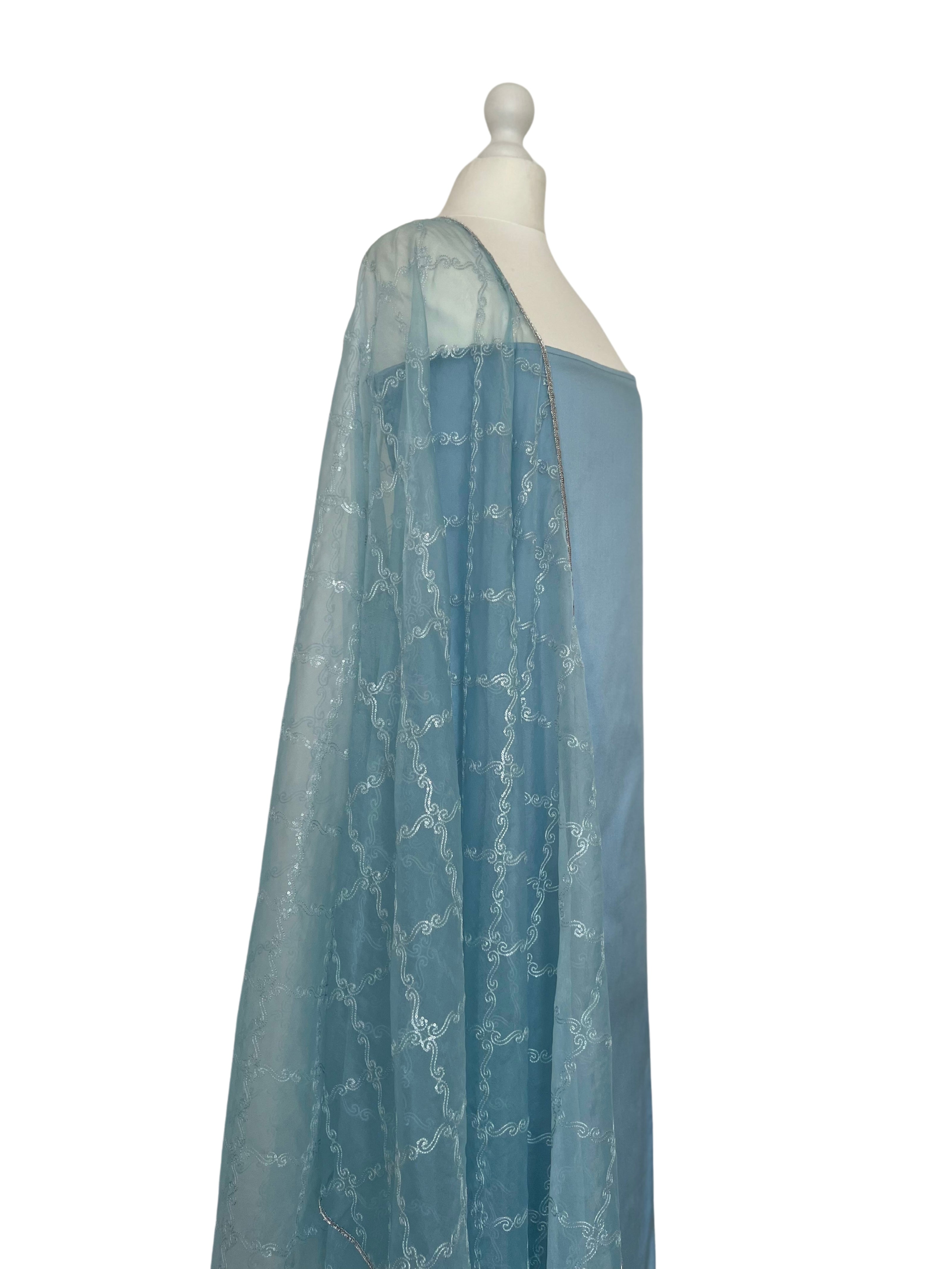 Organza and thread dupatta unstitched kameez set